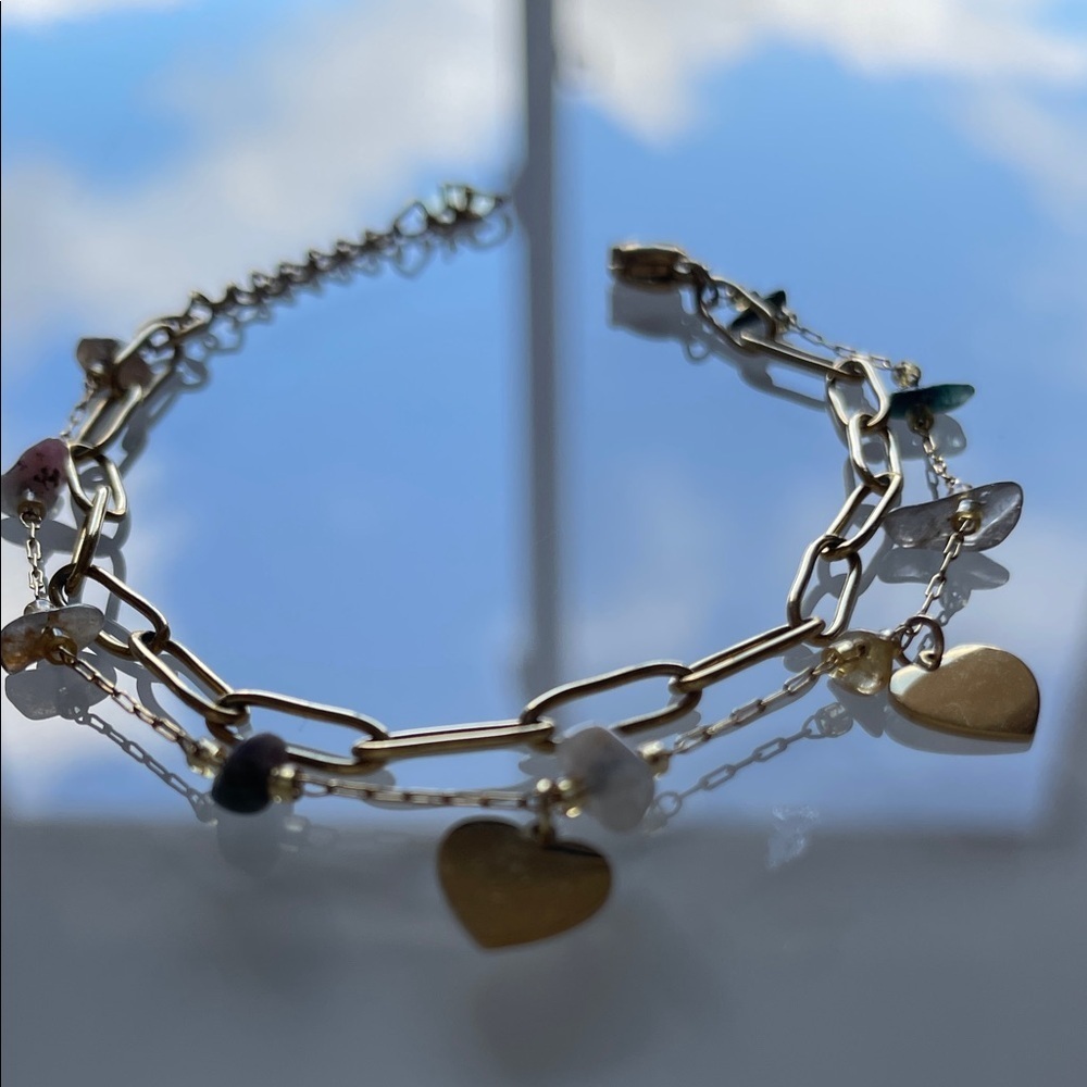 Gold Heart Charm Bracelet - Picture 2 of 7